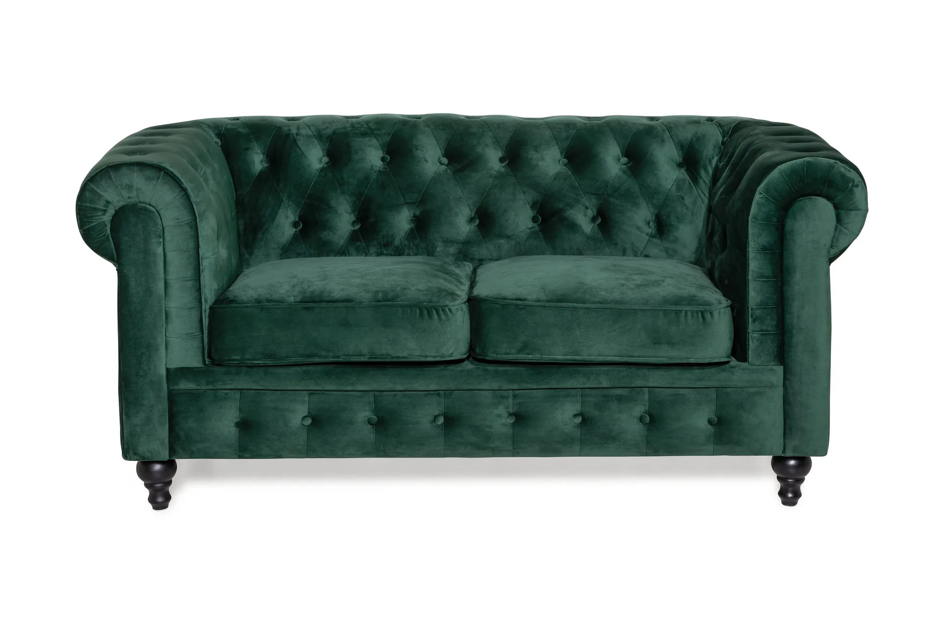 Chesterfield Lyx 2-istuttava pieni samettisohva Vihreä