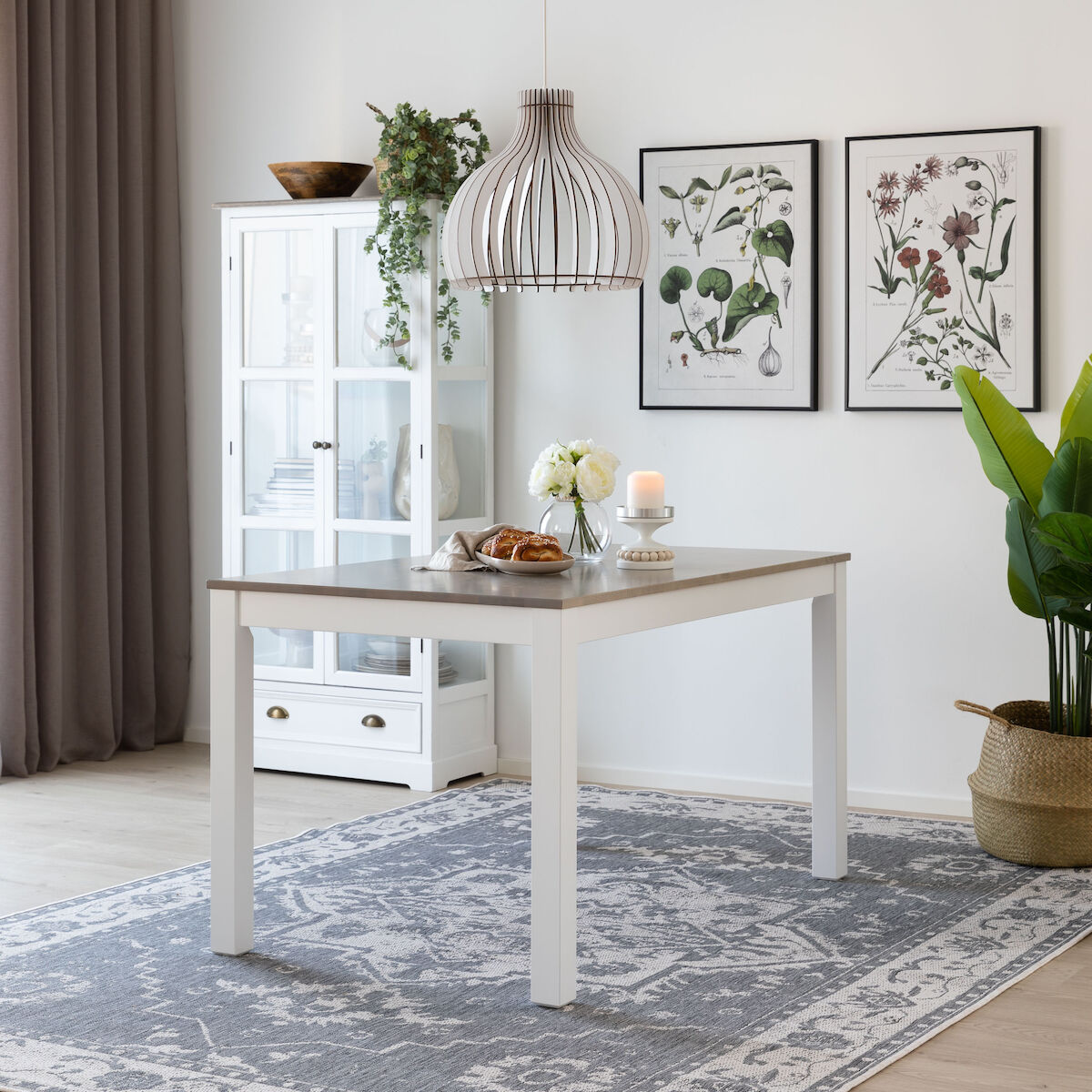 Moona ruokapöytä 80x130 valkoinen/harmaa