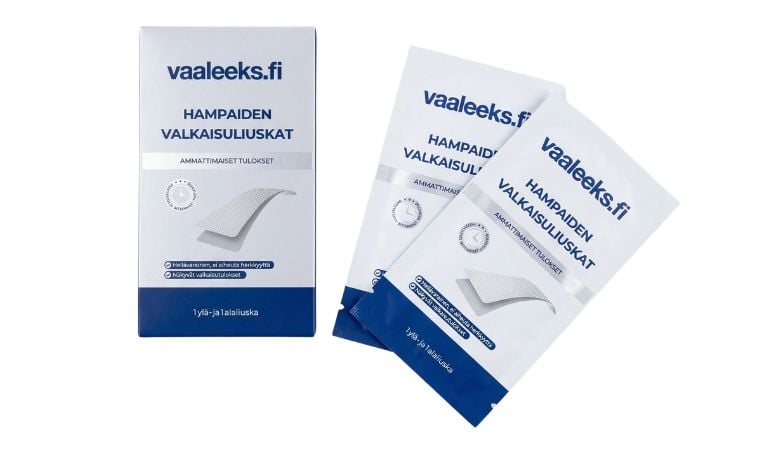 Hampaiden valkaisuliuskat kotiin – 14 hoitokertaa